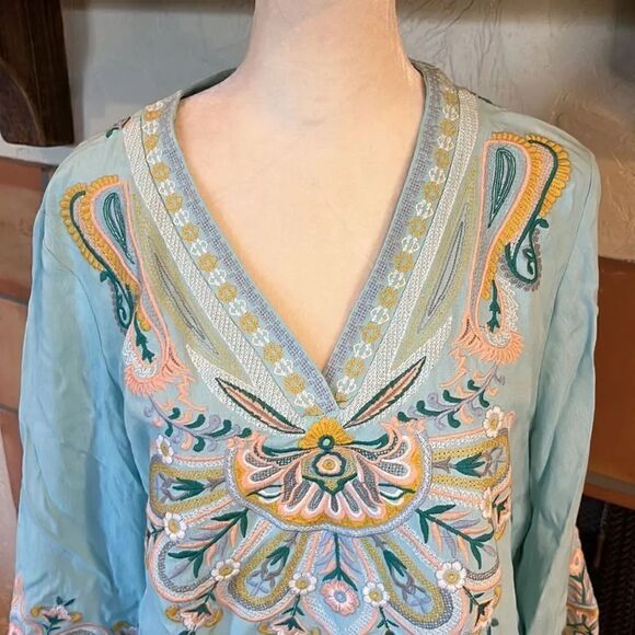 SOFT SURROUNDINGS Embroidered RIVER ISLAND TUNIC, M! - Picture 2 of 9